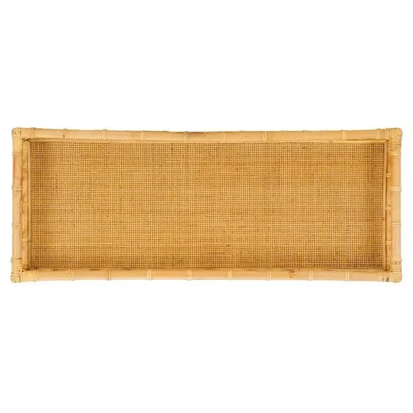 Isaiah Rattan Storage Unit in Natural with 2 Tier Shelves - The Mayfair Hall