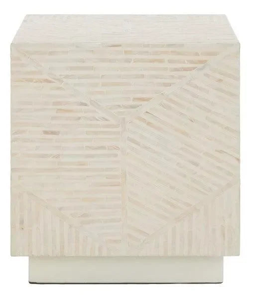 Kiely Wood Stool in Champagne Faux Mother Of Pearl - The Mayfair Hall