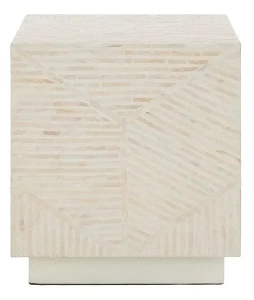 Kiely Wood Stool in Champagne Faux Mother Of Pearl - The Mayfair Hall