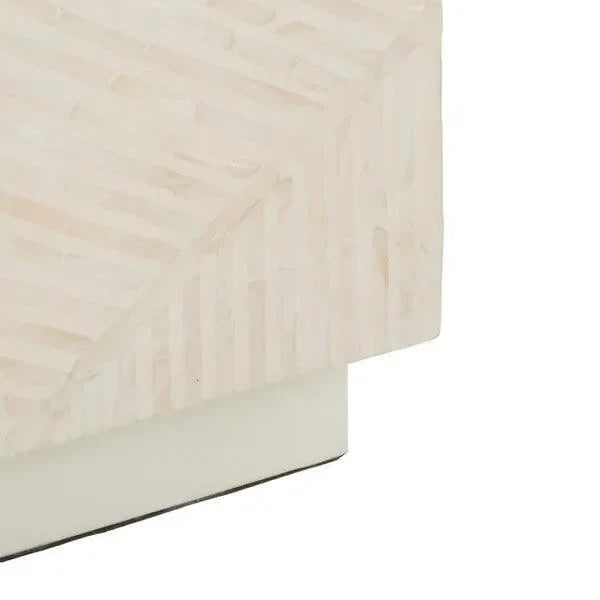 Kiely Wood Stool in Champagne Faux Mother Of Pearl - The Mayfair Hall