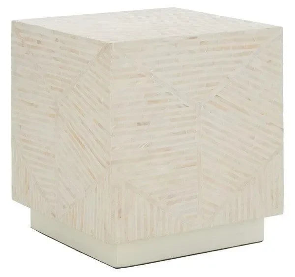 Kiely Wood Stool in Champagne Faux Mother Of Pearl - The Mayfair Hall