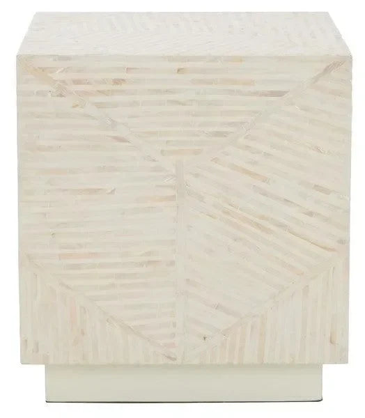Kiely Wood Stool in Champagne Faux Mother Of Pearl - The Mayfair Hall