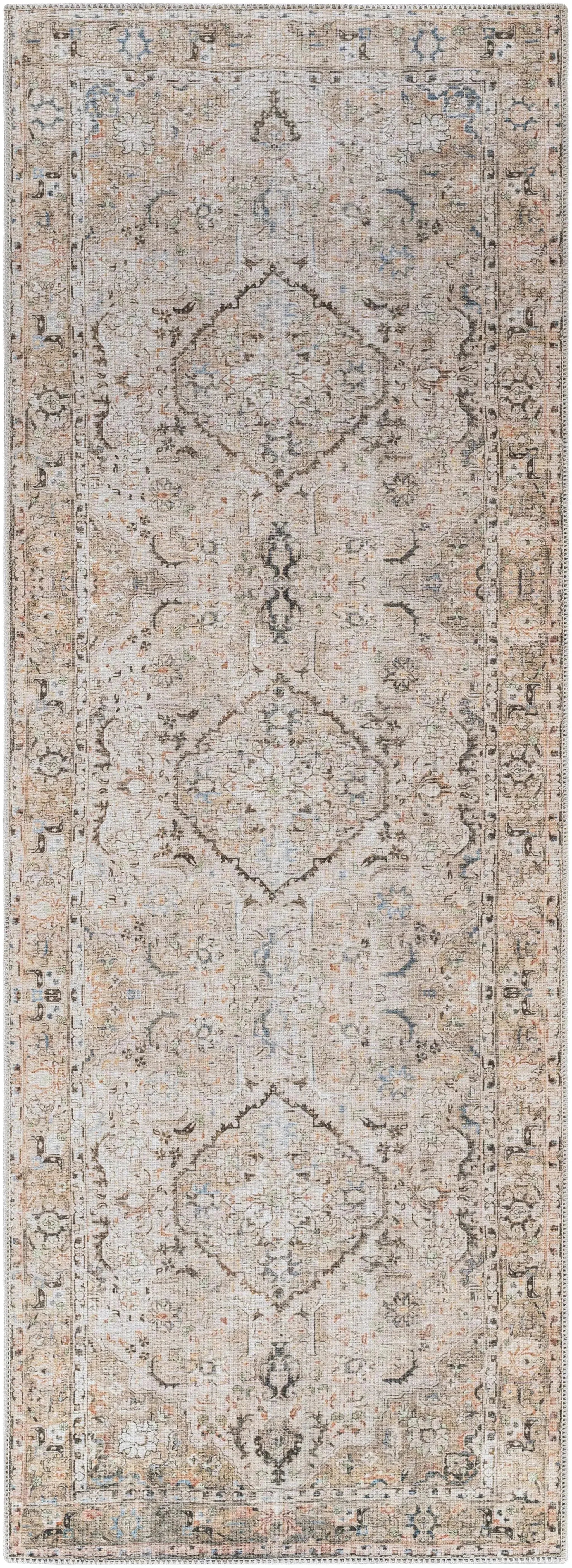 Brown Standon Vintage Washable Area Rug - The Mayfair Hall