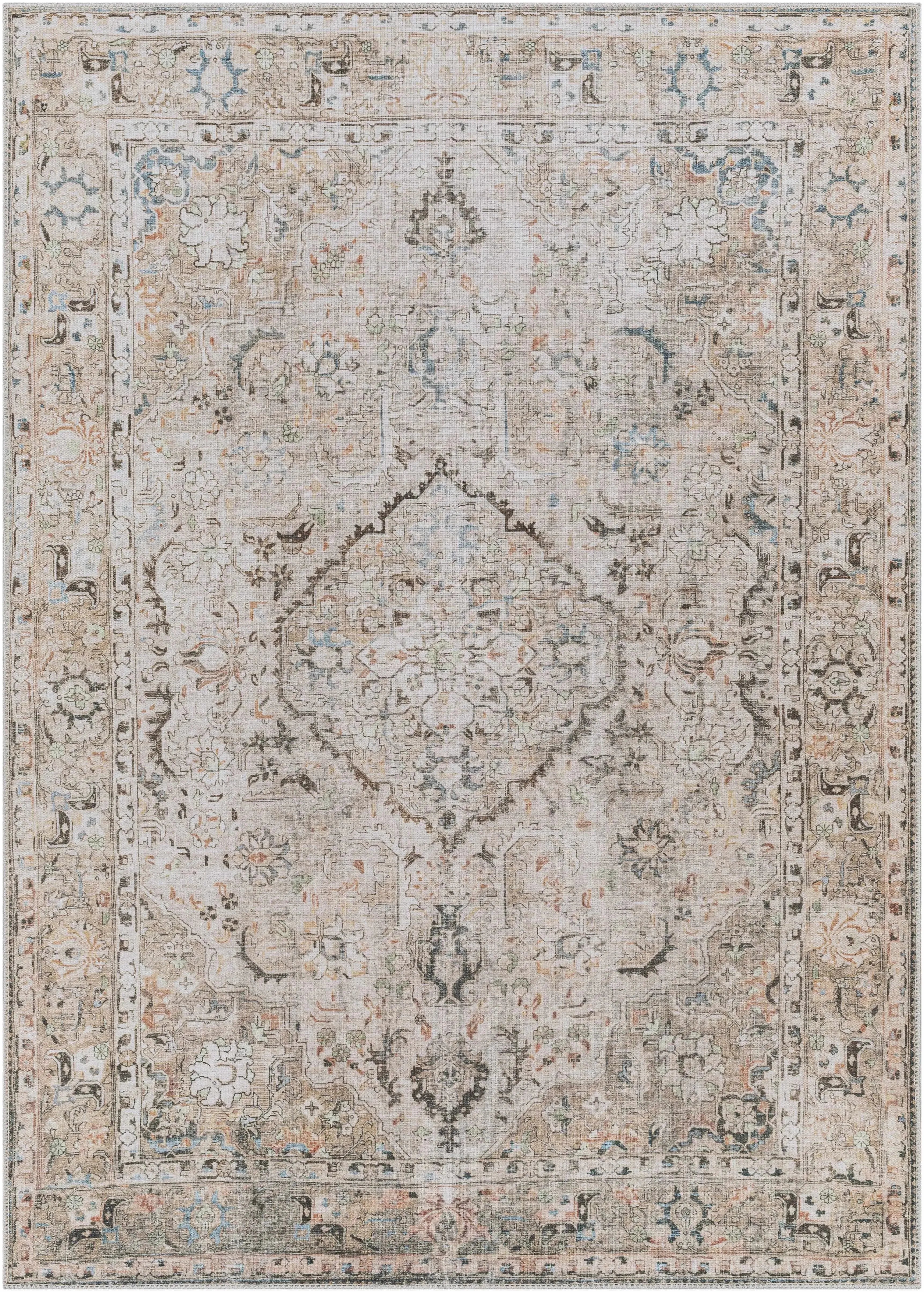 Brown Standon Vintage Washable Area Rug - The Mayfair Hall