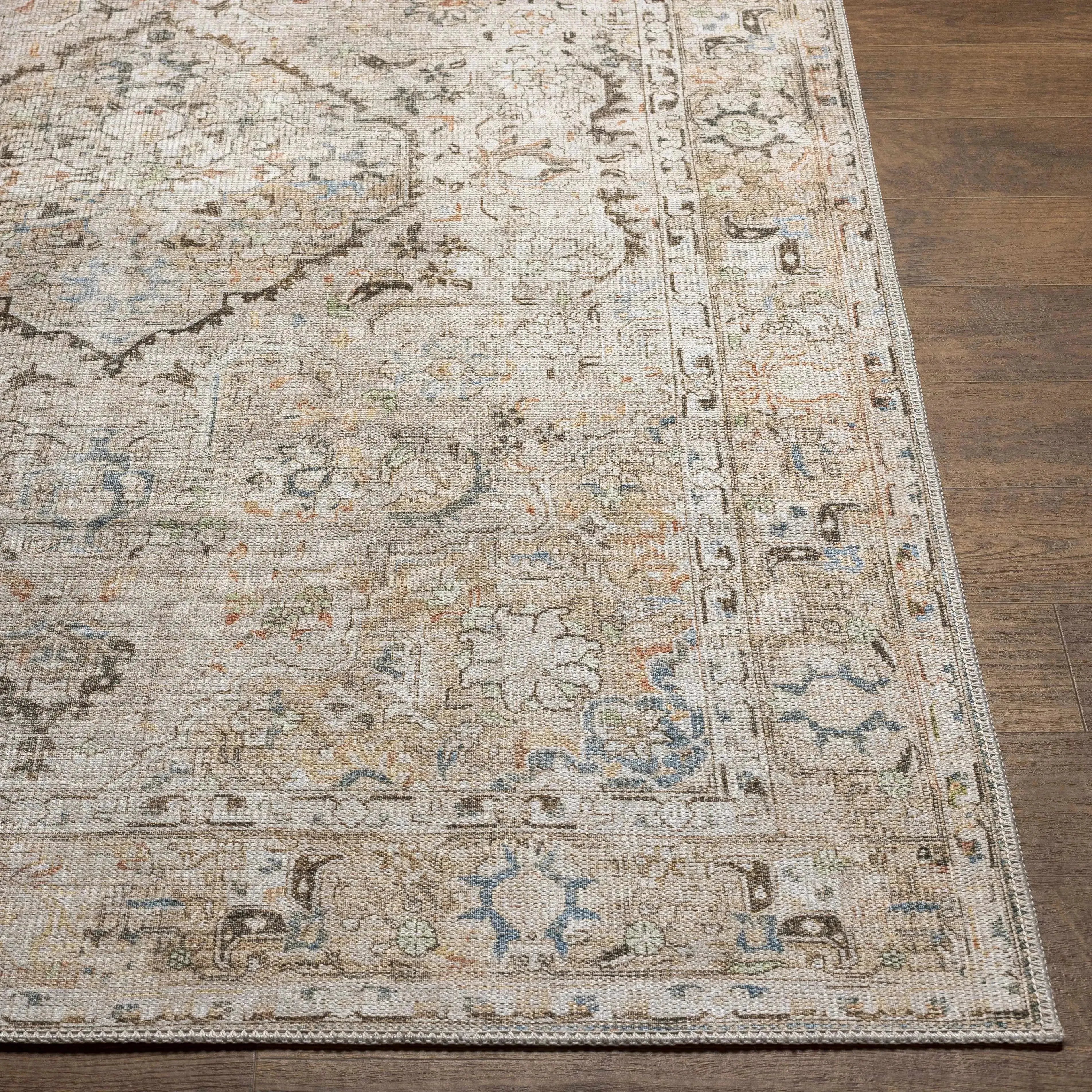 Brown Standon Vintage Washable Area Rug - The Mayfair Hall