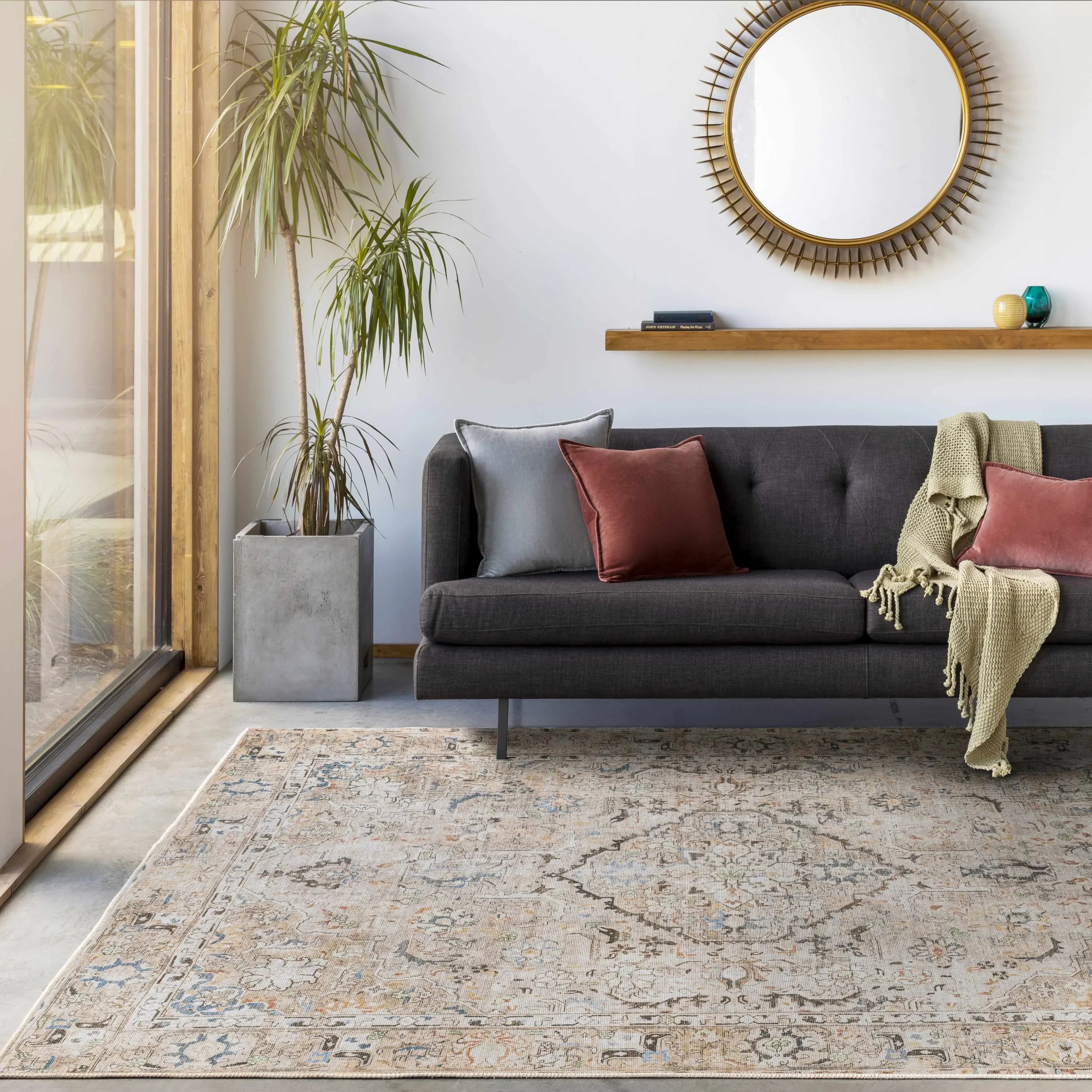 Brown Standon Vintage Washable Area Rug - The Mayfair Hall