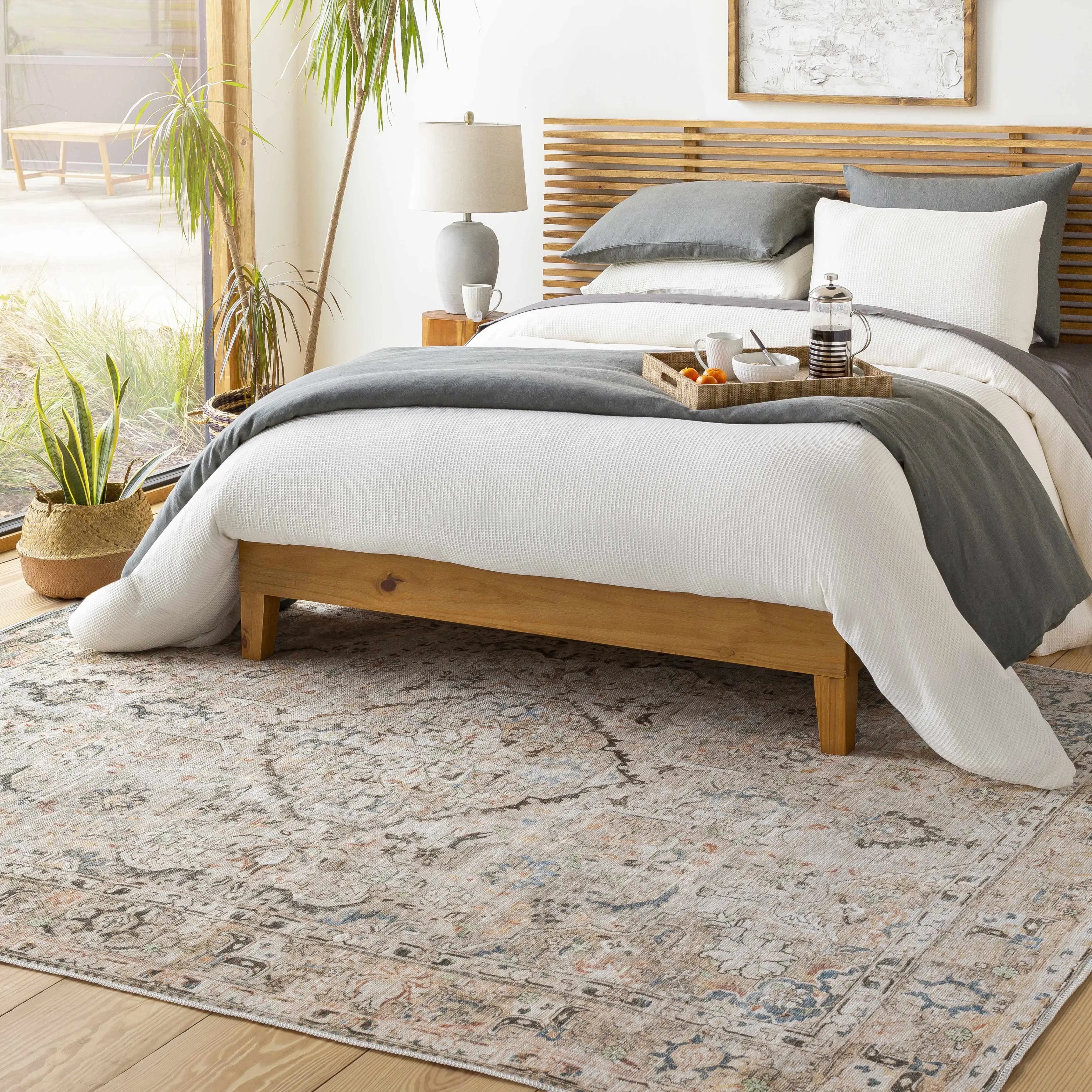 Brown Standon Vintage Washable Area Rug - The Mayfair Hall