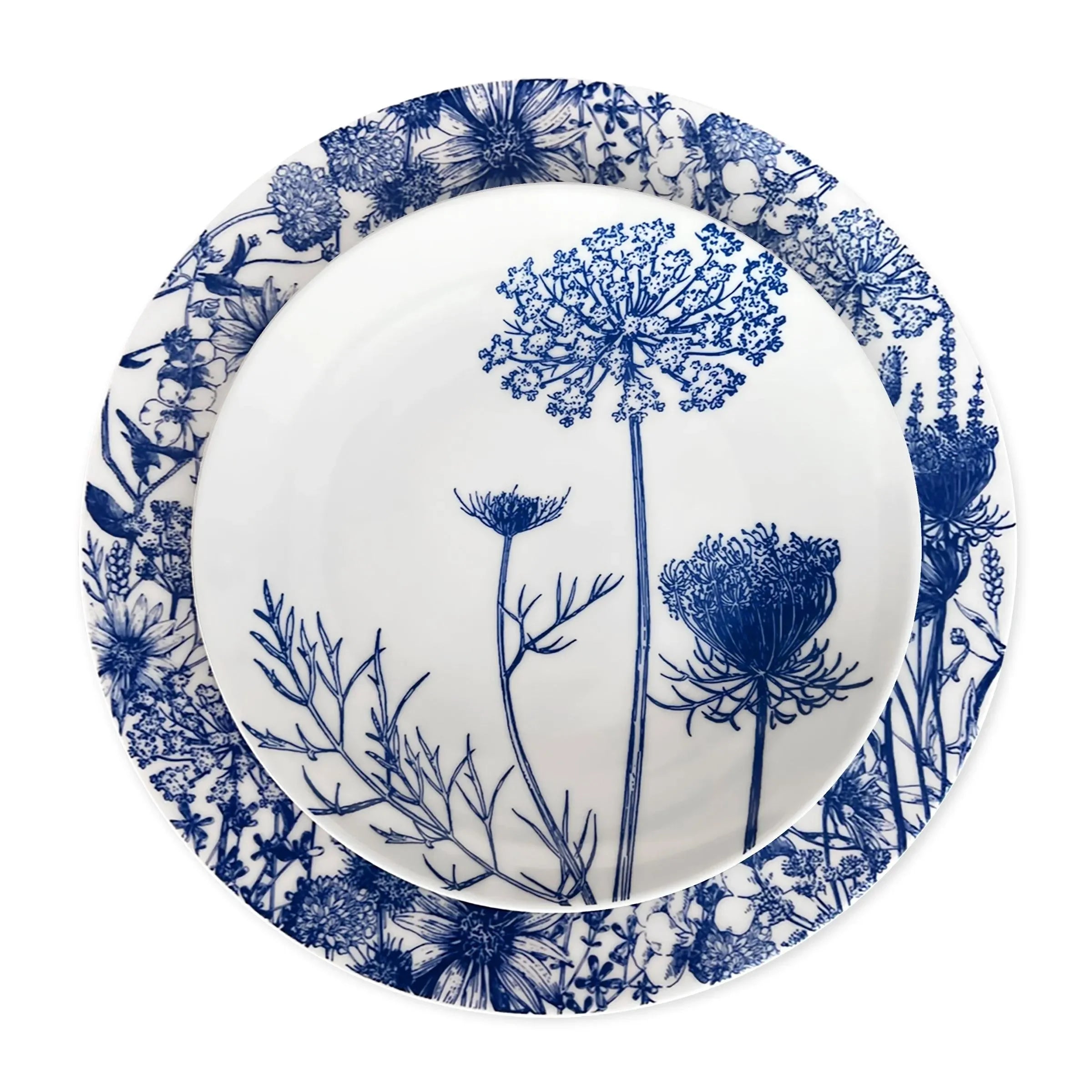 Summer Blues Rimmed Porcelain Dinner Plate - The Mayfair Hall
