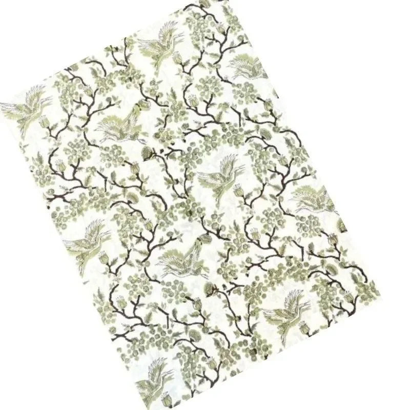 Toile de Jouy Birds Cotton Tablecloth in Sage - The Mayfair Hall
