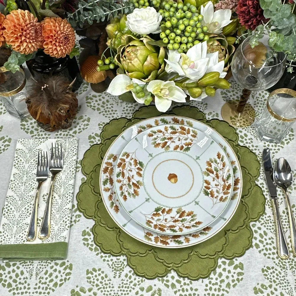 Kelli Cotton Tablecloth in Sage - The Mayfair Hall