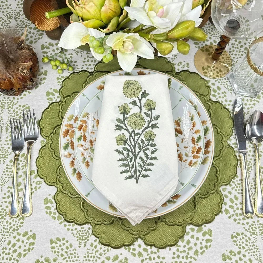 Kelli Cotton Tablecloth in Sage - The Mayfair Hall