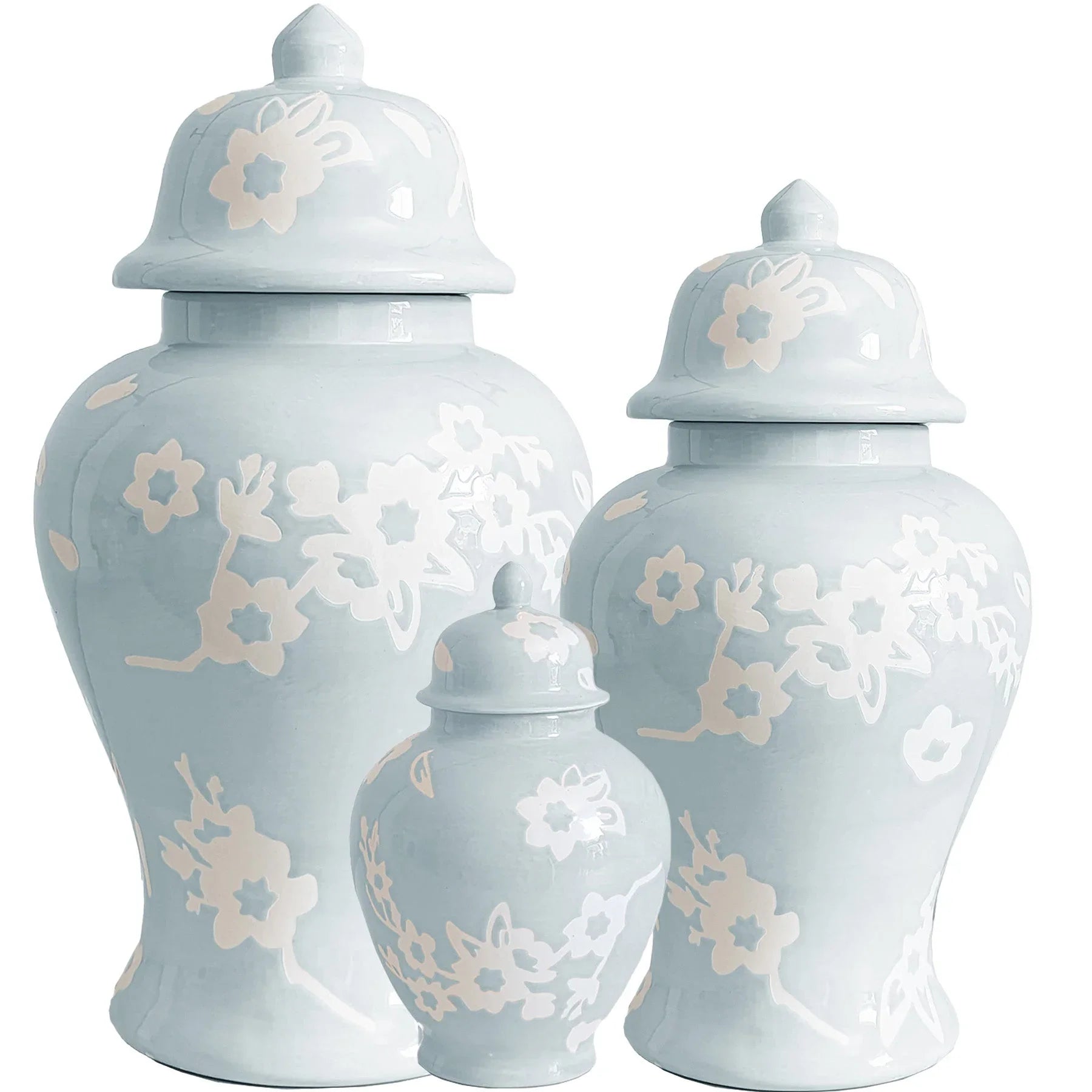 Sakura Ginger Jars in Hydrangea Light Blue - The Mayfair Hall