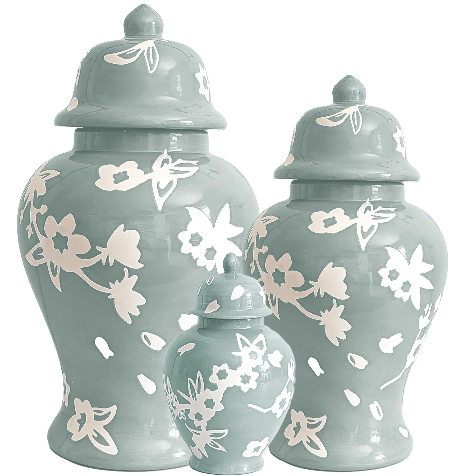 Sakura Ginger Jars in Lamb's Ear Blue - The Mayfair Hall
