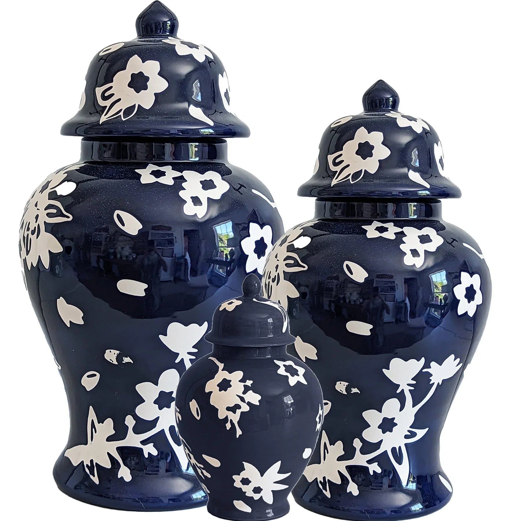 Sakura Ginger Jars in Navy Blue - The Mayfair Hall