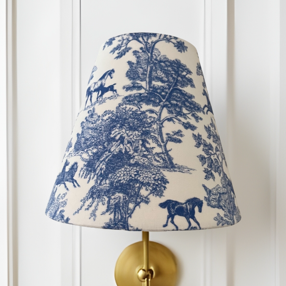 Equestrian Toile Sconce Shade in Blue
