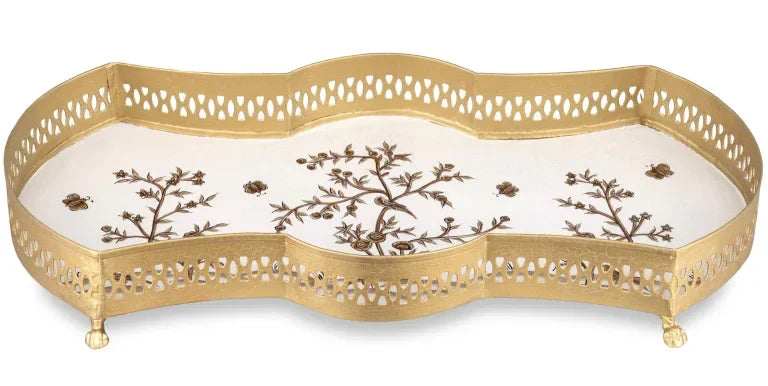 IVORY & Gold SCALLOPED VANITY TRAY - The Mayfair Hall