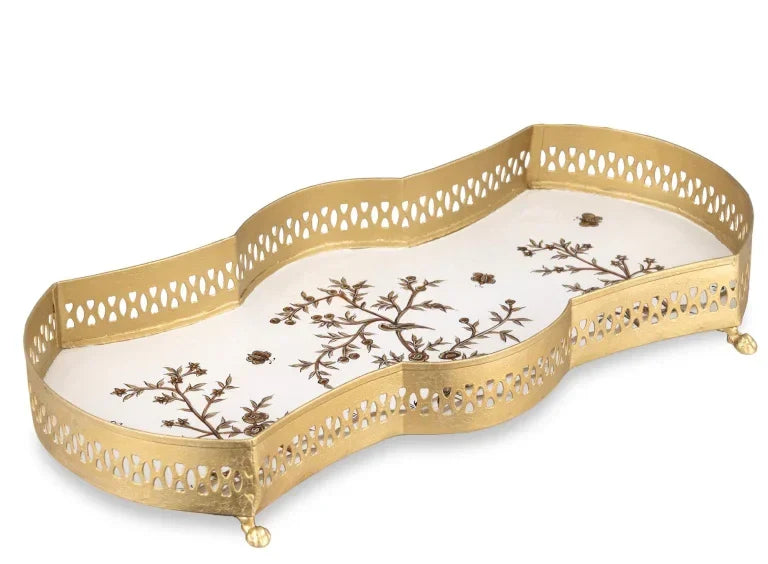 IVORY & Gold SCALLOPED VANITY TRAY - The Mayfair Hall