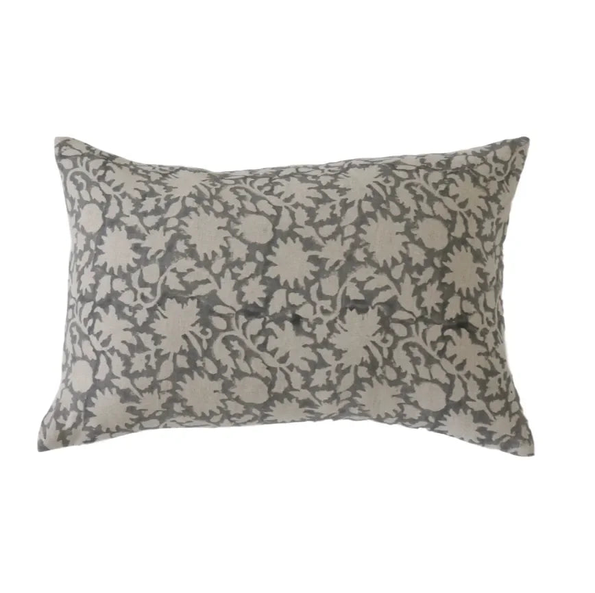 Mavis Floral Pillow Cover in Gray - The Mayfair Hall