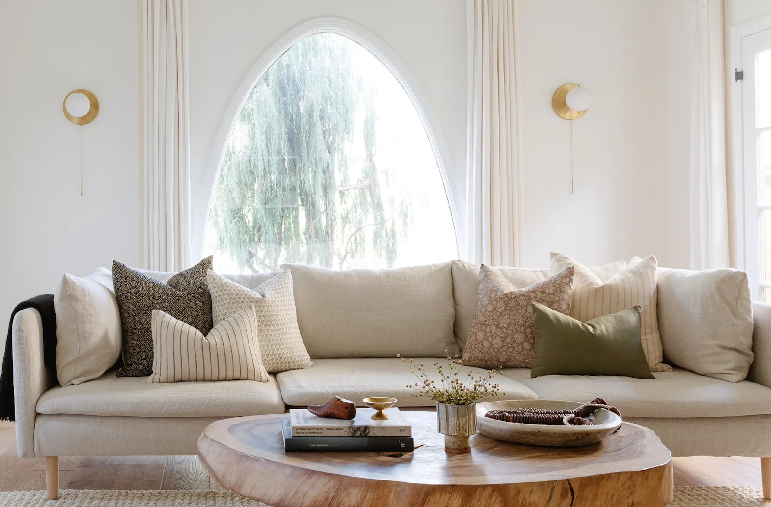 Charles Pillow Cover in Cream and Light Brown - The Mayfair Hall