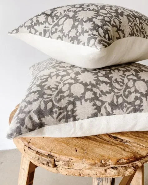 Mavis Floral Pillow Cover in Gray - The Mayfair Hall