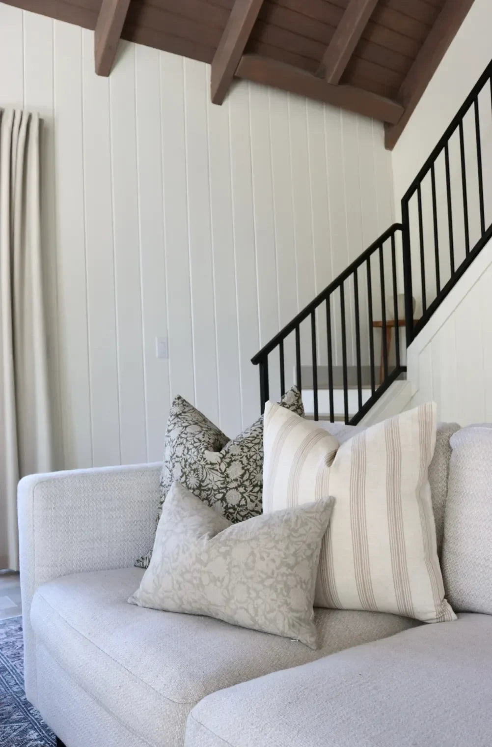 Lawson Stripe Pillow Cover in Cream and Light Brown - The Mayfair Hall