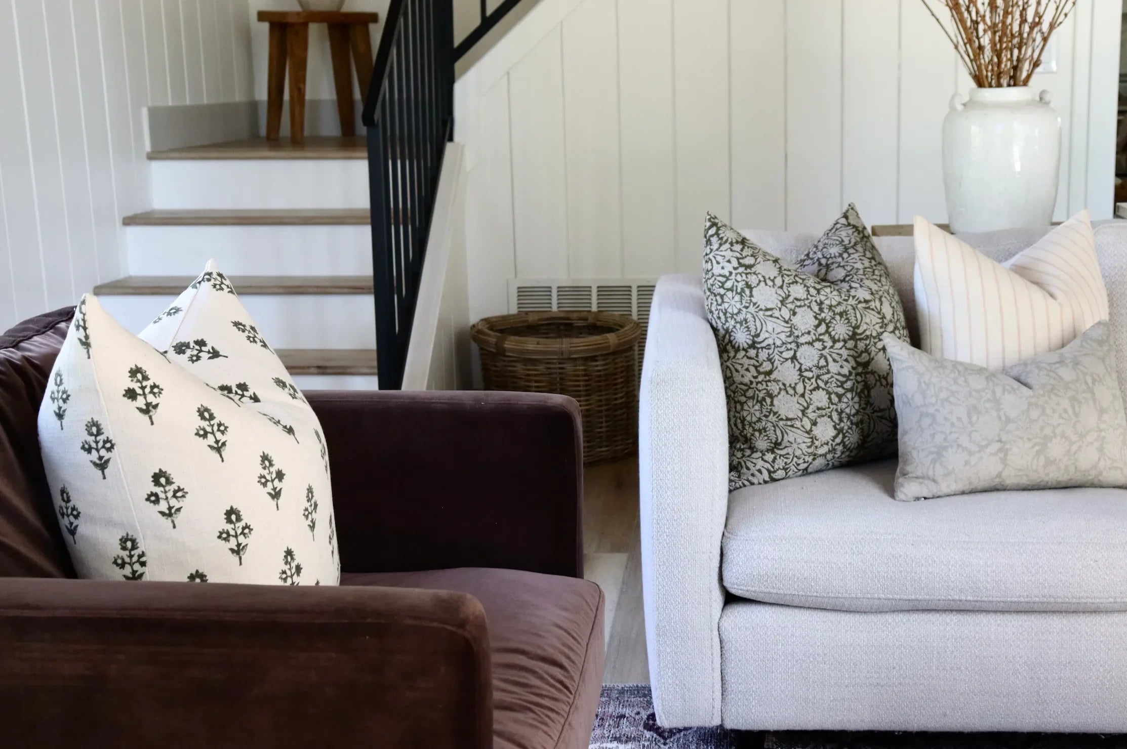 Aspen Floral Block Print Pillow Cover - The Mayfair Hall