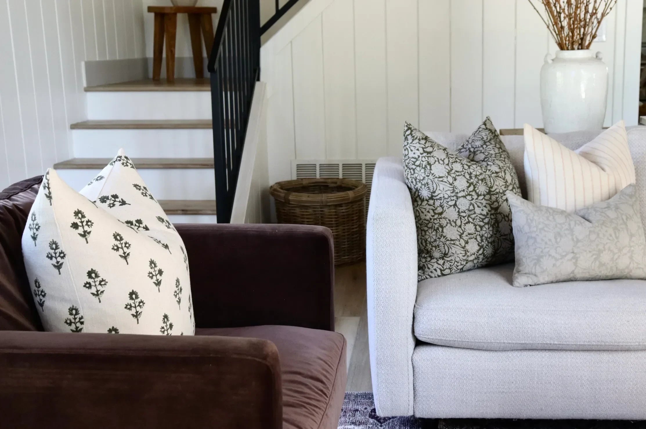 Aspen Floral Block Print Pillow Cover - The Mayfair Hall