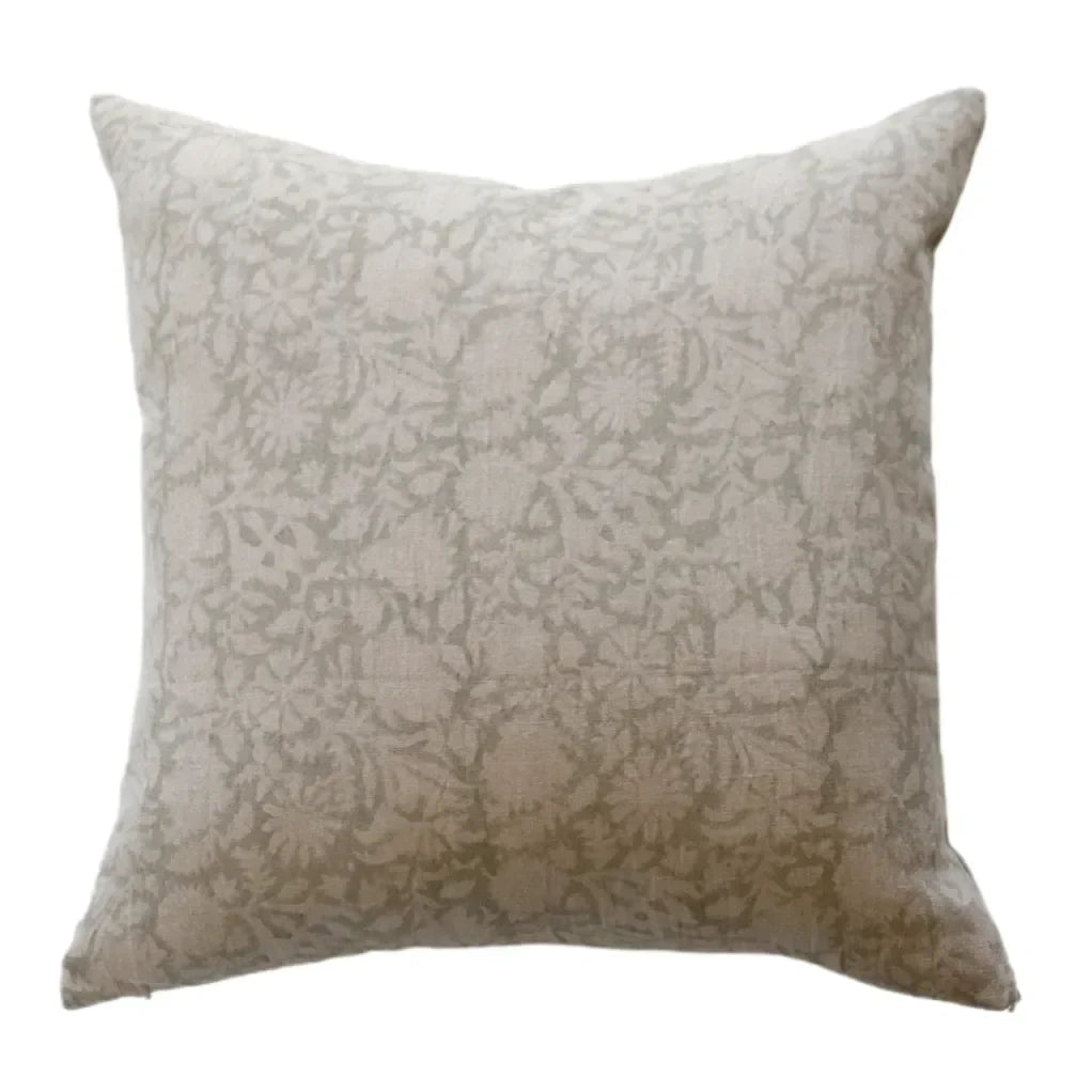 Laurel Floral Pillow Cover in Light Gray - The Mayfair Hall