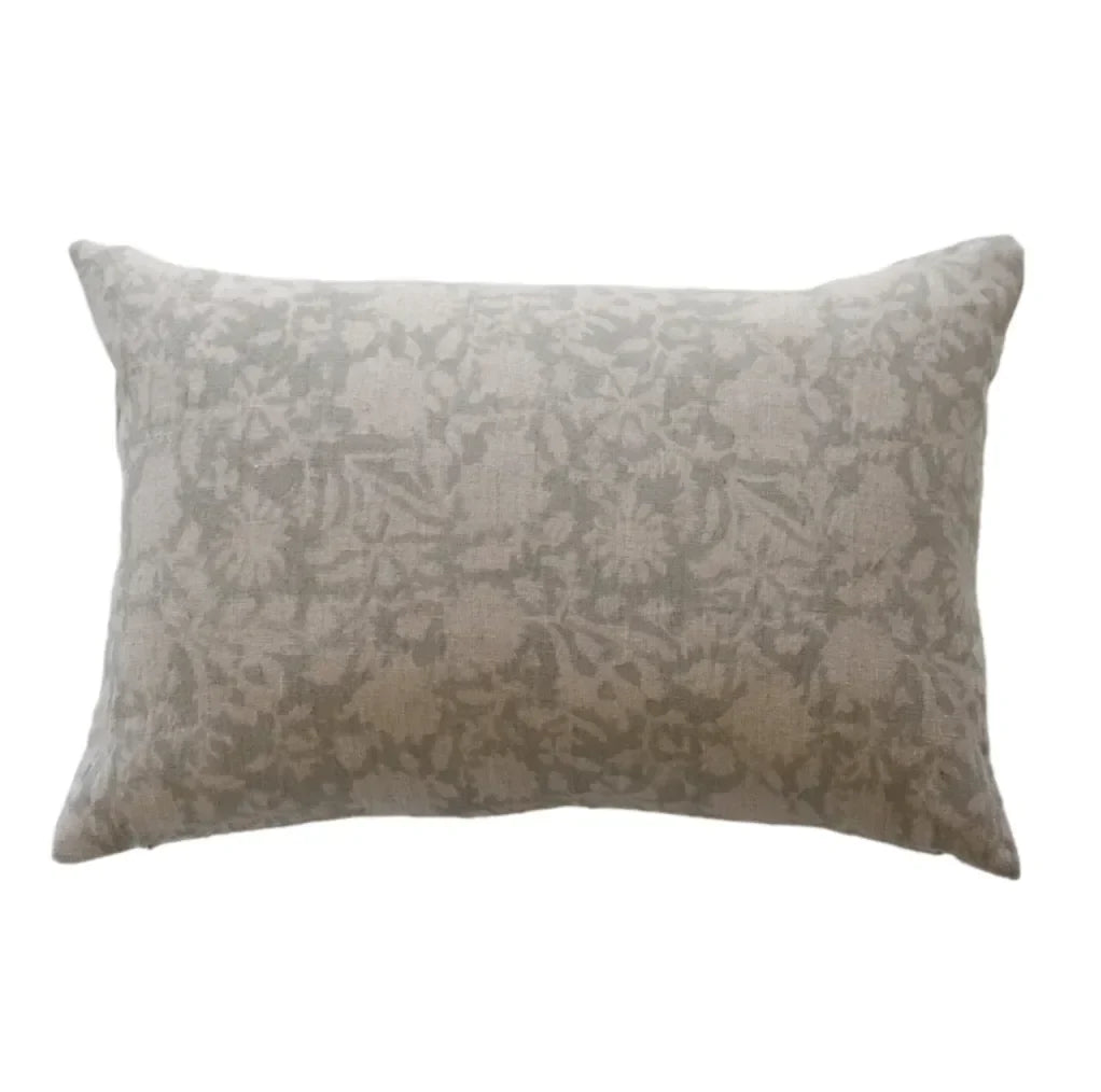 Laurel Floral Pillow Cover in Light Gray - The Mayfair Hall
