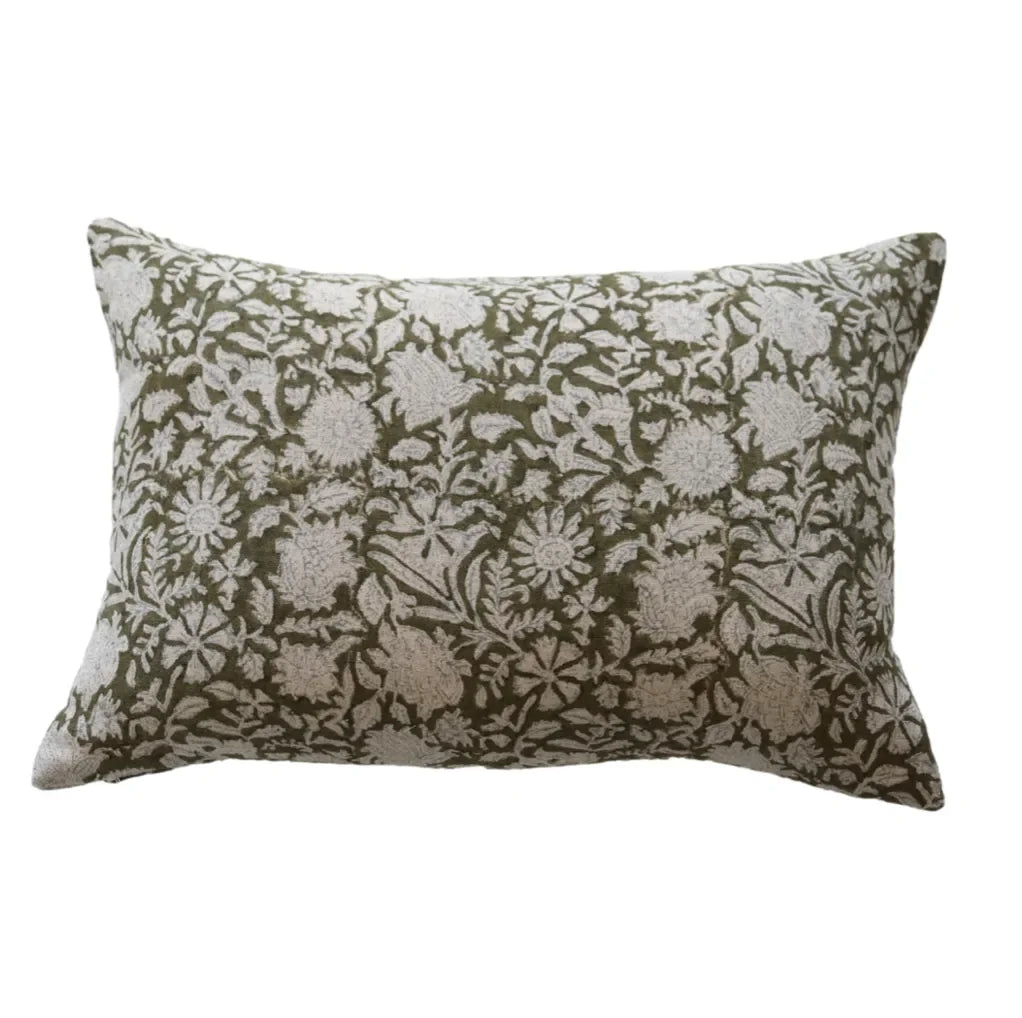 Perry Floral Pillow Cover in Dark Green - The Mayfair Hall