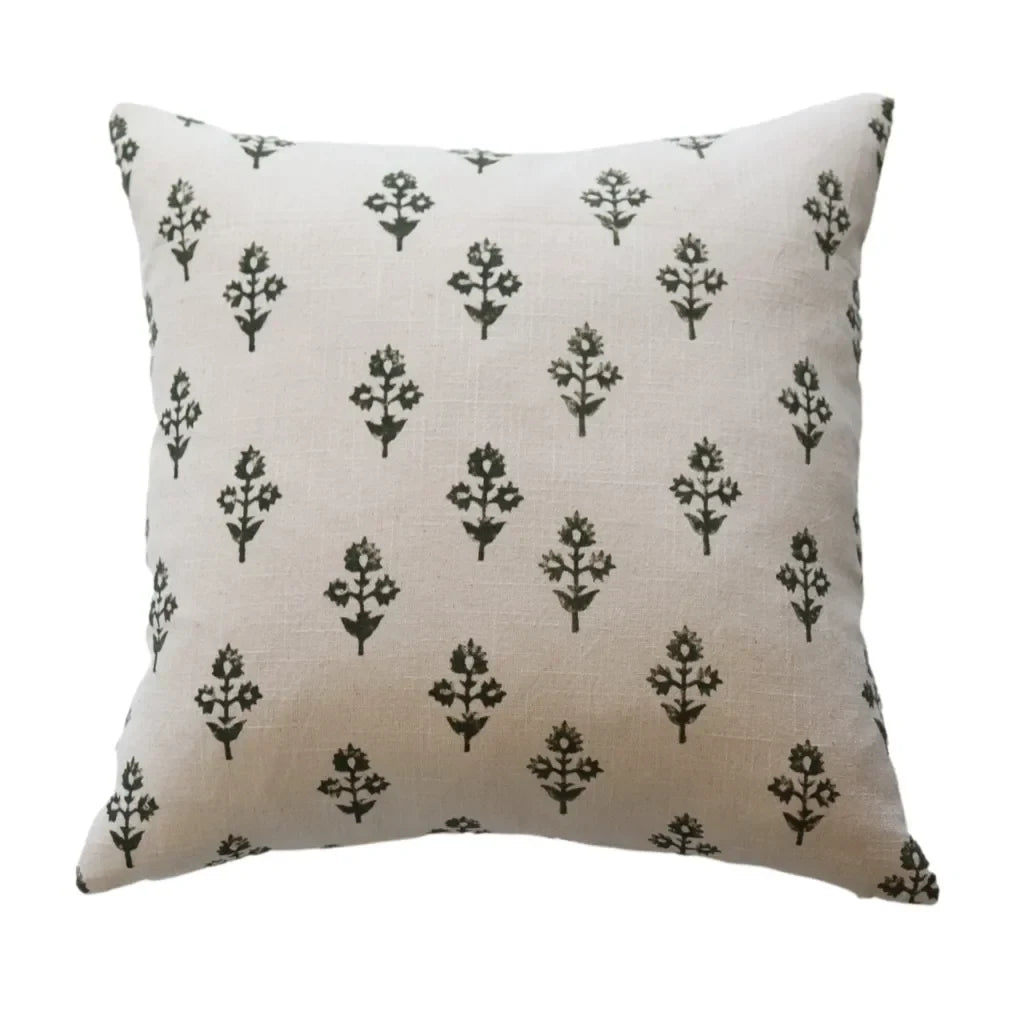 Aspen Floral Block Print Pillow Cover - The Mayfair Hall