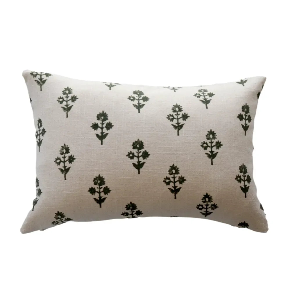 Aspen Floral Block Print Pillow Cover - The Mayfair Hall