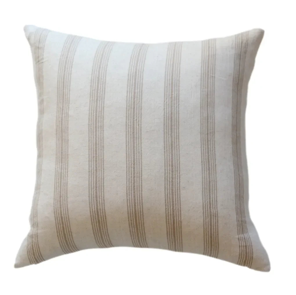 Lawson Stripe Pillow Cover in Cream and Light Brown - The Mayfair Hall