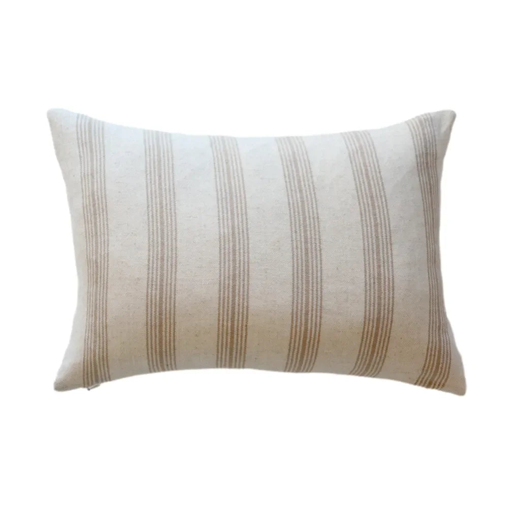 Lawson Stripe Pillow Cover in Cream and Light Brown - The Mayfair Hall