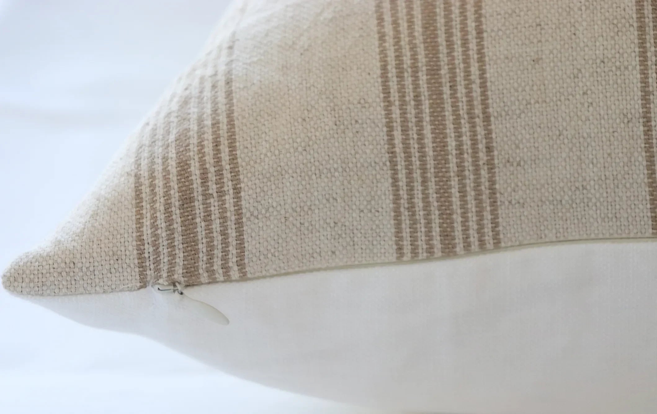 Lawson Stripe Pillow Cover in Cream and Light Brown - The Mayfair Hall
