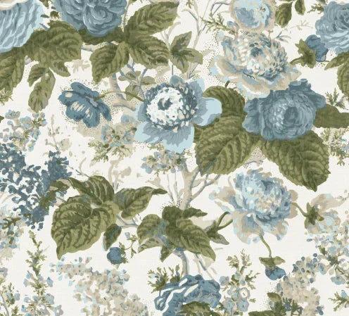 Georgia in Blue & Green Scalloped Edge Shower Curtain - The Mayfair Hall