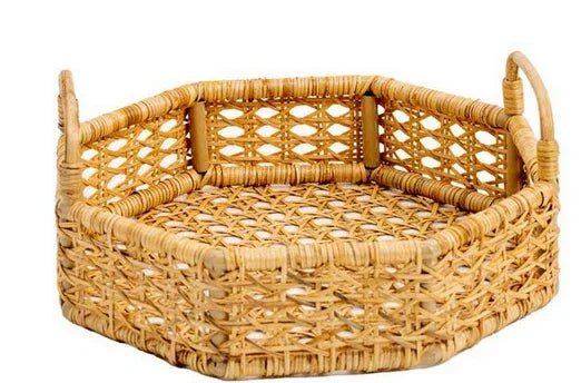 Hexagon Woven Cane Serving Tray - The Mayfair Hall