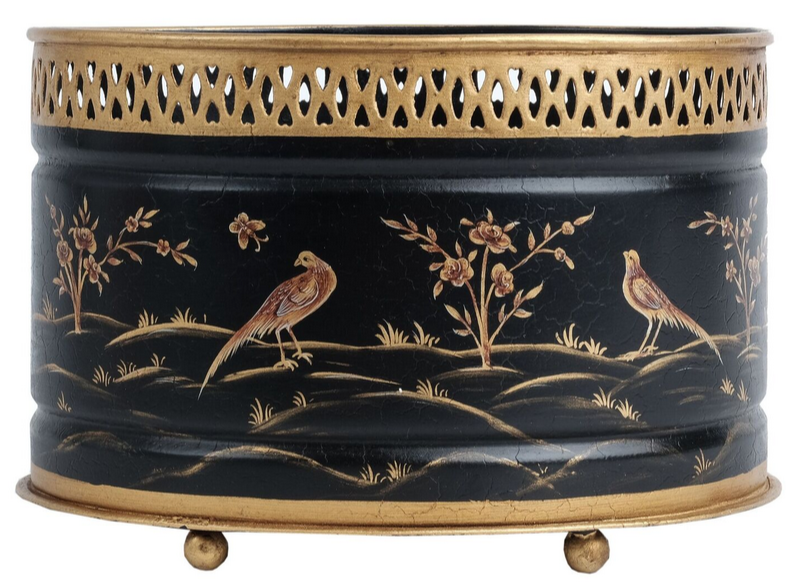 Black & Gold Oval Planter