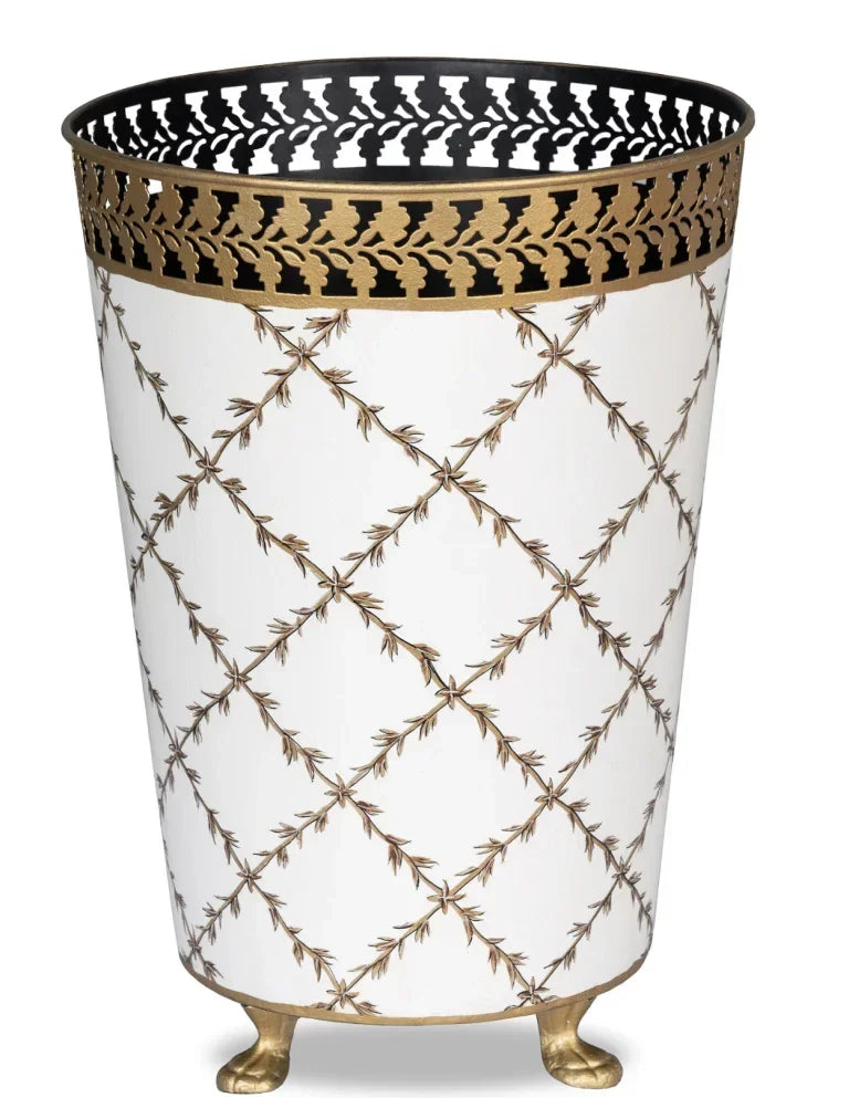 IVORY Pierced Gold Leaf Wastepaper Basket - The Mayfair Hall