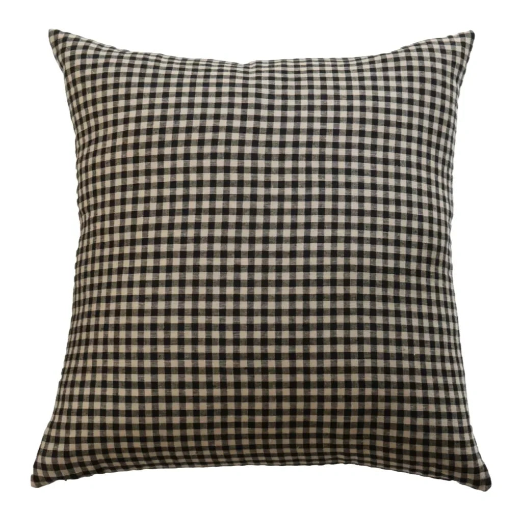 Jett Gingham Pillow Cover in Beige and Black - The Mayfair Hall