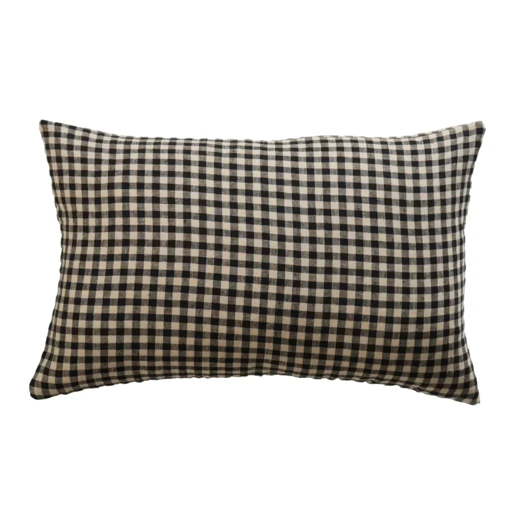 Jett Gingham Pillow Cover in Beige and Black - The Mayfair Hall