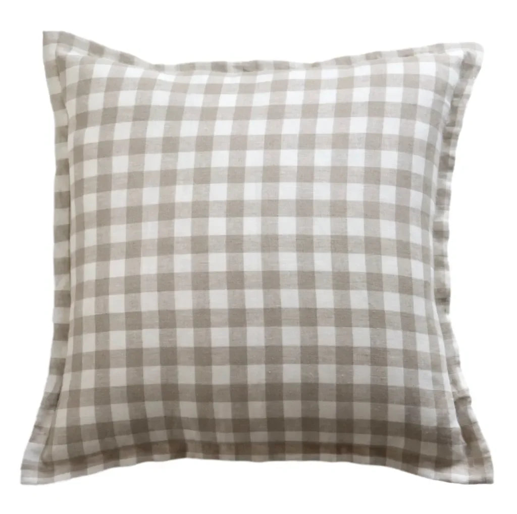 Florence Gingham Pillow Cover in Cream - The Mayfair Hall