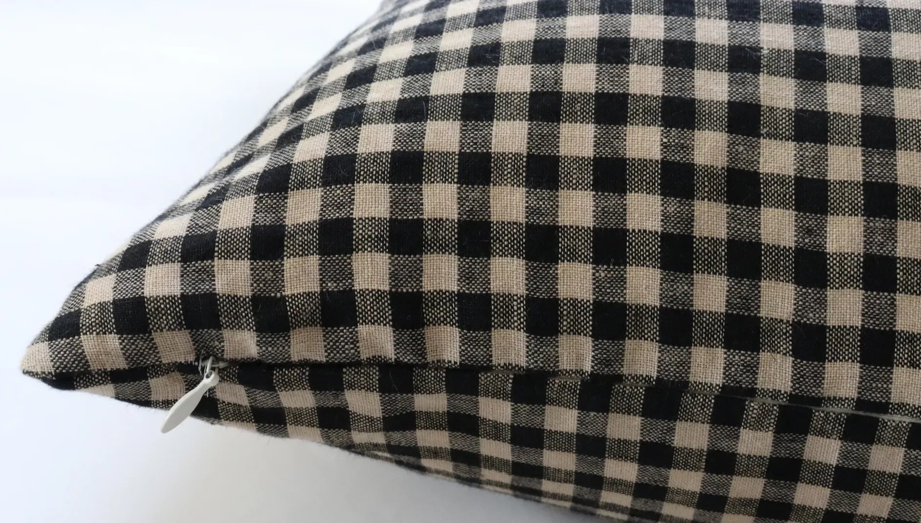 Jett Gingham Pillow Cover in Beige and Black - The Mayfair Hall