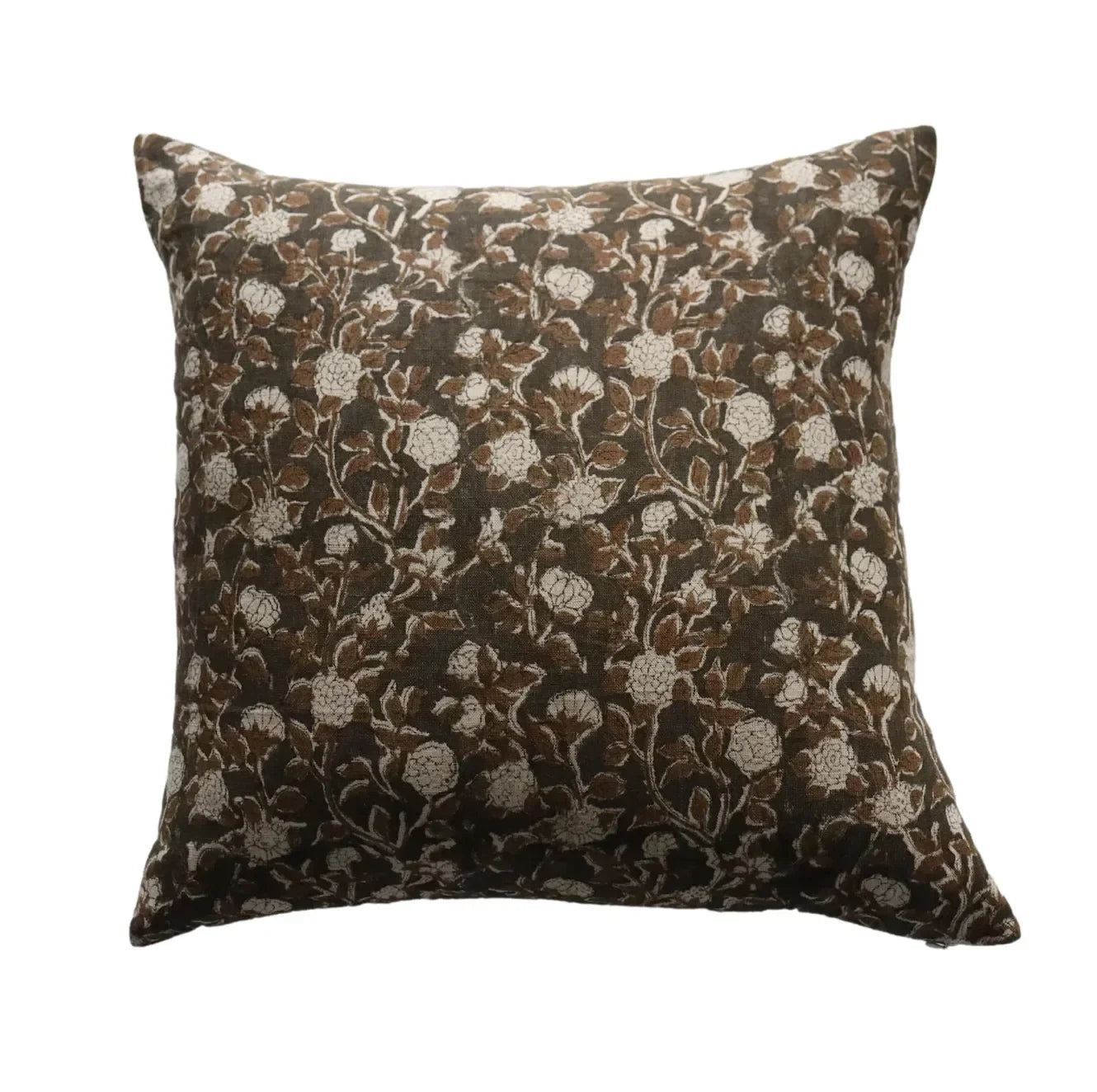 Reggie Floral Pillow Cover in Dark Brown - The Mayfair Hall