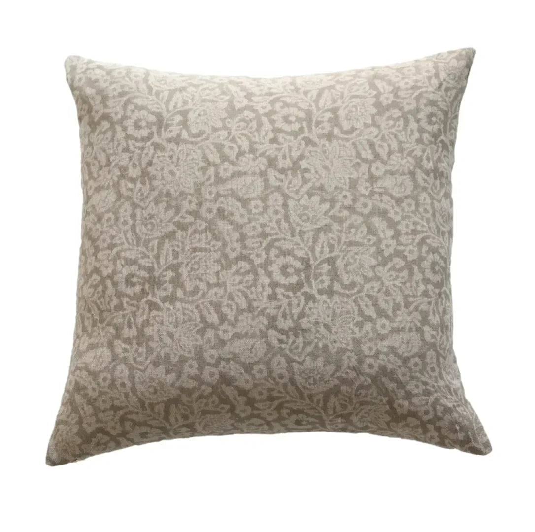 Raven Floral Pillow Cover in Warm Gray - The Mayfair Hall