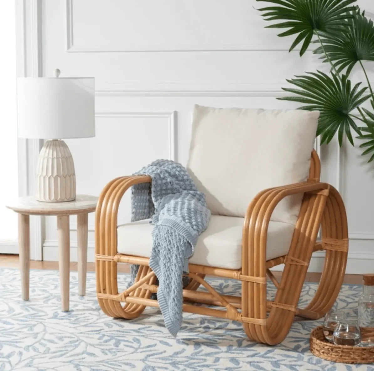 Beia Jawit Accent Chair Natural and White - The Mayfair Hall