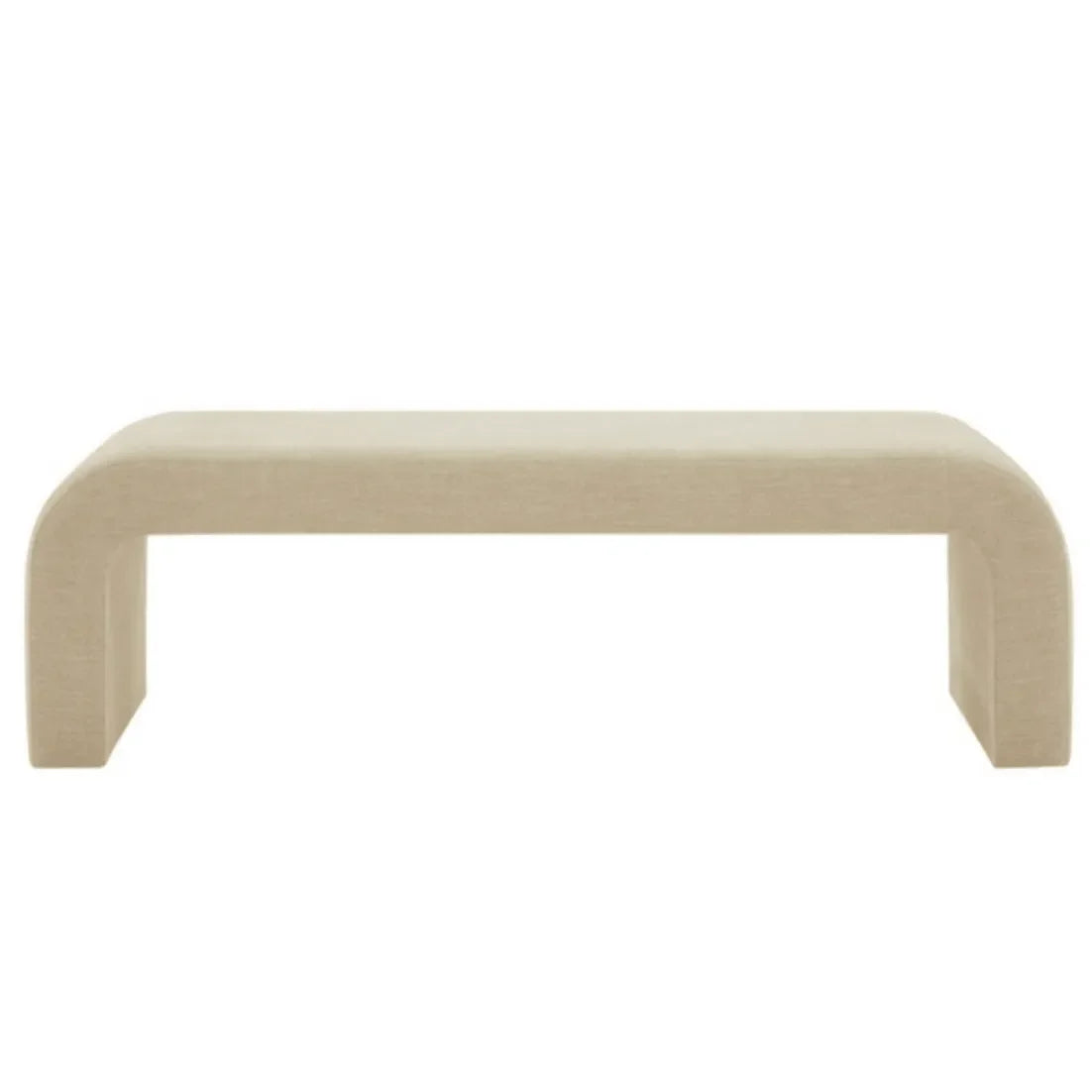 Caralynn Polyester Bench in Beige - The Mayfair Hall