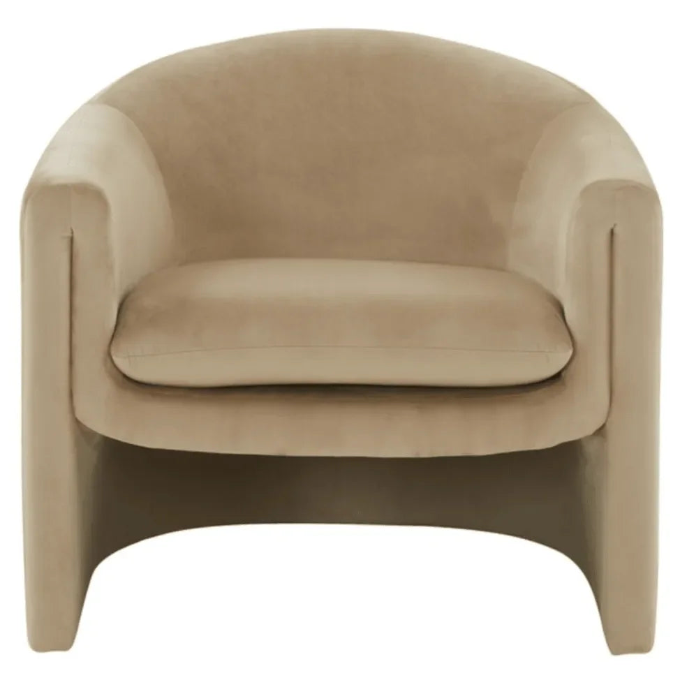 Laylette Velvet Accent Chair in Light Brown - The Mayfair Hall