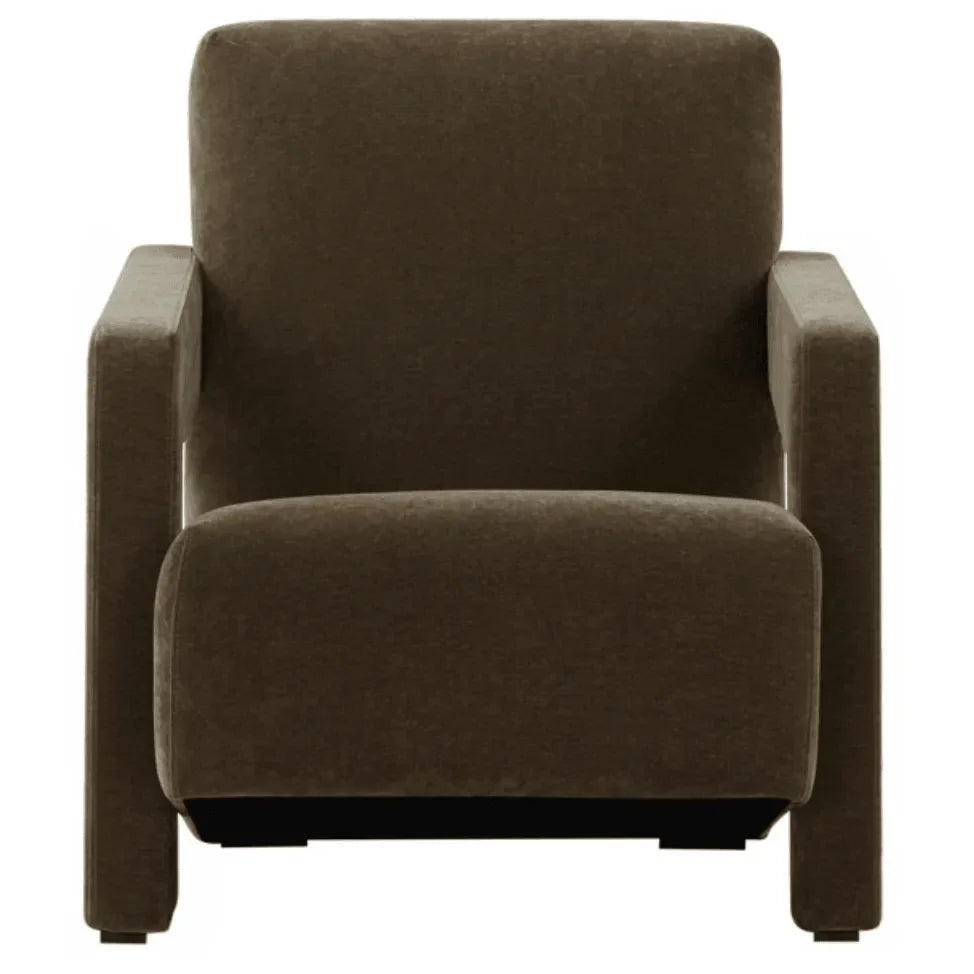 Taylor Boucle Accent Chair in Dark Olive Green with Angled Back and Seat - The Mayfair Hall