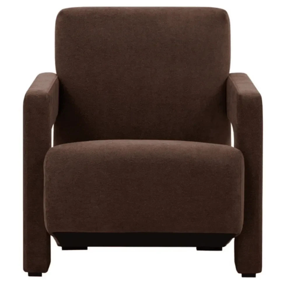 Taylor Boucle Accent Chair in Dark Brown with Angled Back and Seat - The Mayfair Hall